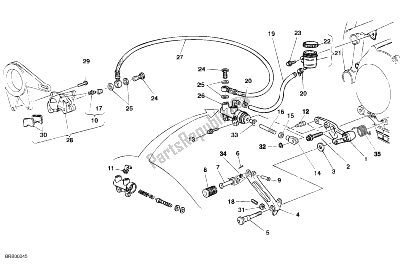 All parts for the Rear Brake System of the Ducati Superbike 996 RS 2001